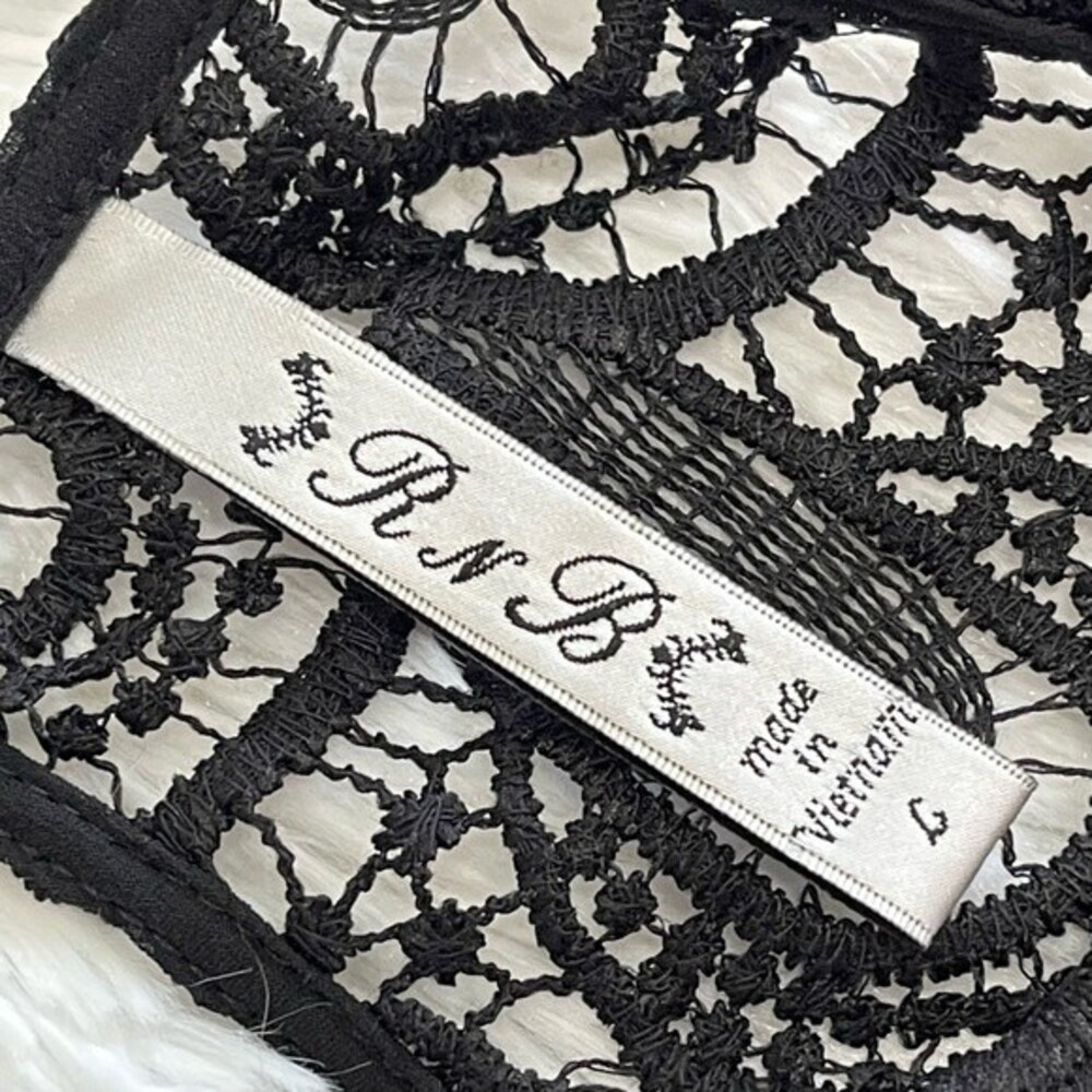 RNB Crochet Overlay Black Dress Witchy Goth Grunge Whimsigoth Party Cocktail Lrg - Picture 7 of 15